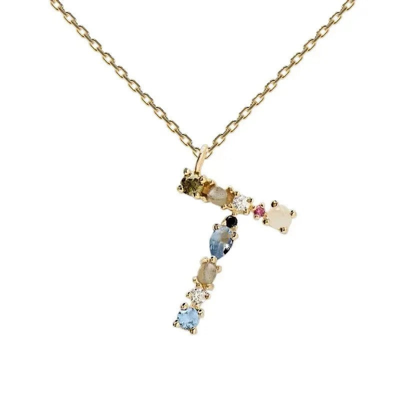 Colorful Zircon Initial Necklace