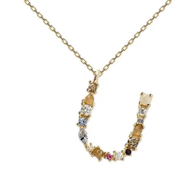 Colorful Zircon Initial Necklace