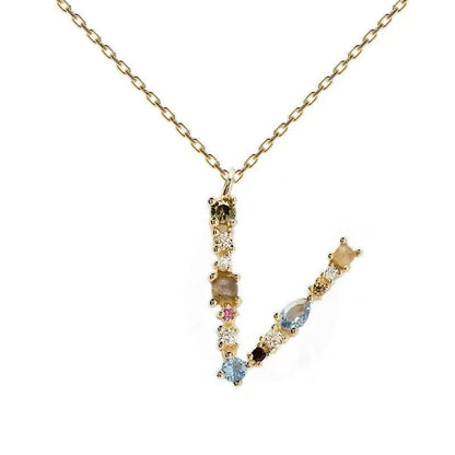 Colorful Zircon Initial Necklace