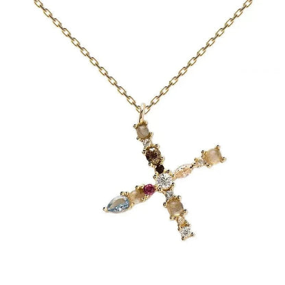 Colorful Zircon Initial Necklace