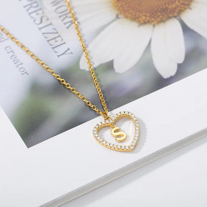 Crystal Initial Heart Necklace No. 2