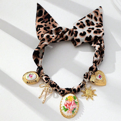 Leopard Print Bow Necklace