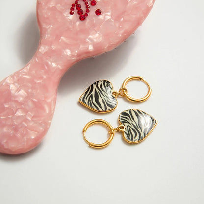 Zebra Heart Drop Earring