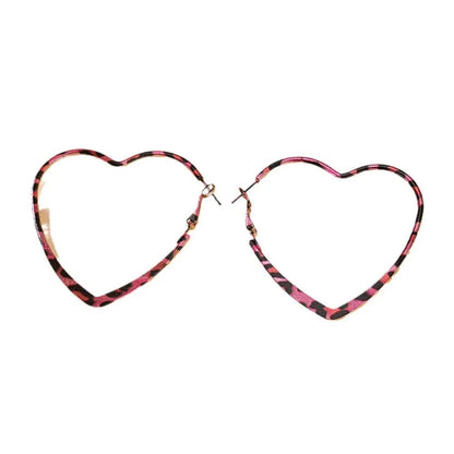 Leopard Heart Hoop Earrings