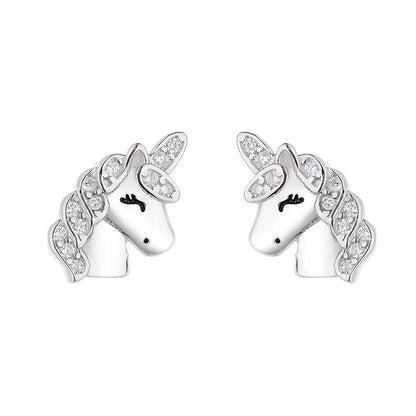 Silver Crystal Elephant Stud Earrings