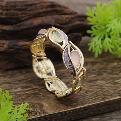 Colorful Leaf Bangle Bracelet
