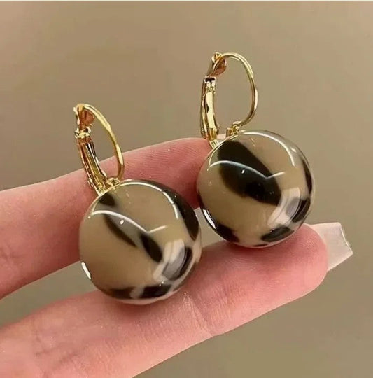 Leopard Print Round Earrings