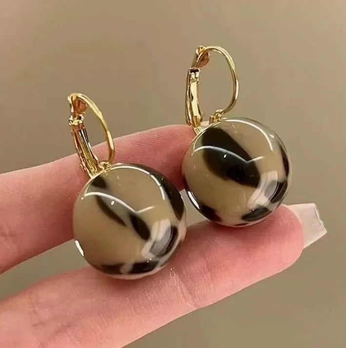 Leopard Print Round Earrings
