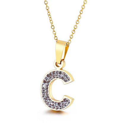 Zircon Letter Pendant Necklace