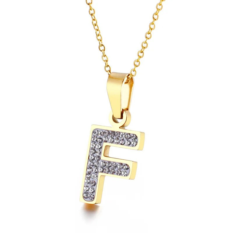 Zircon Letter Pendant Necklace