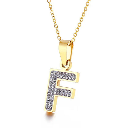 Zircon Letter Pendant Necklace