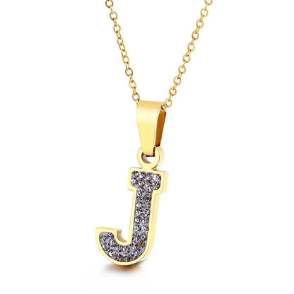 Zircon Letter Pendant Necklace