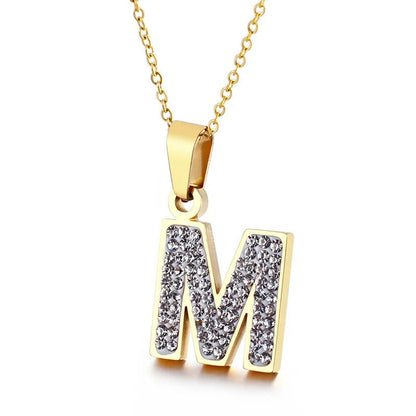 Zircon Letter Pendant Necklace