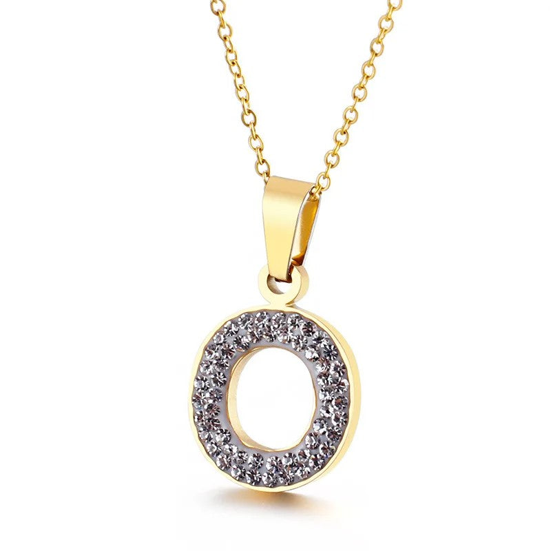 Zircon Letter Pendant Necklace