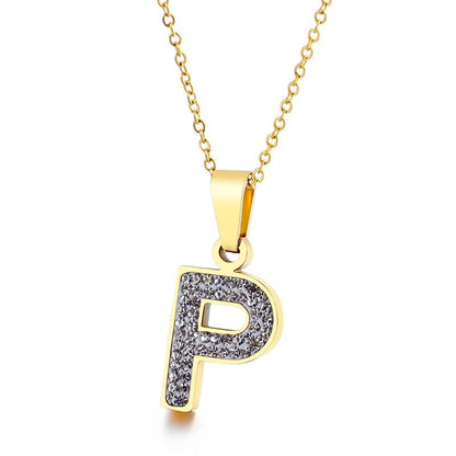Zircon Letter Pendant Necklace