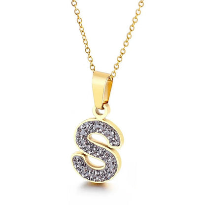 Zircon Letter Pendant Necklace