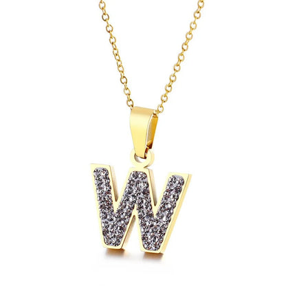 Zircon Letter Pendant Necklace