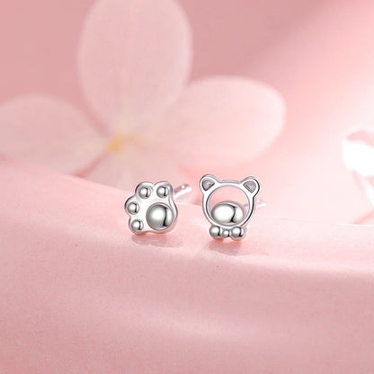 Bear & Paw Stud Earrings