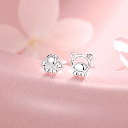 Bear & Paw Stud Earrings