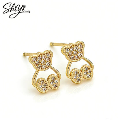 Crystal Bear Drop Earrings