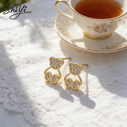 Crystal Bear Drop Earrings