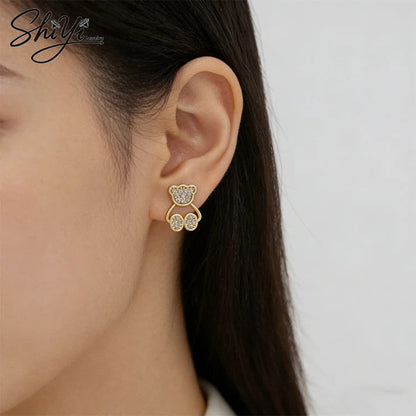 Crystal Bear Drop Earrings