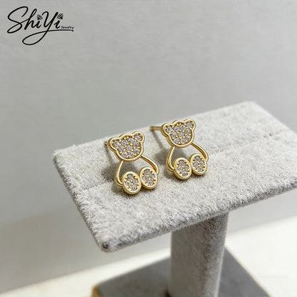 Crystal Bear Drop Earrings