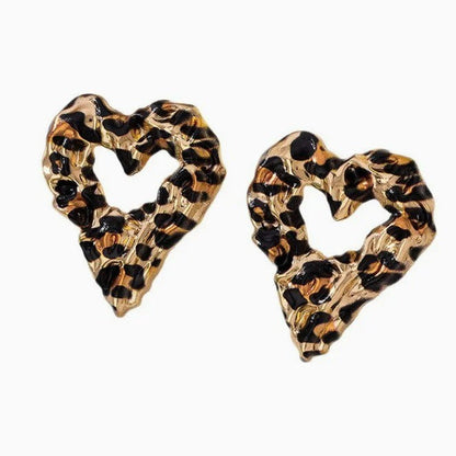 Leopard Print Heart Earrings