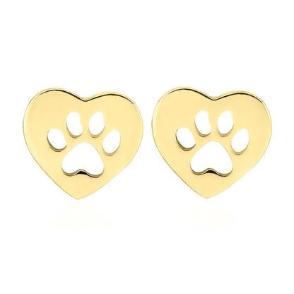 Heart Paw Cutout Stud Earrings
