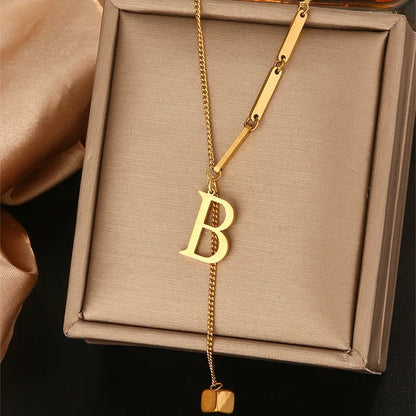 Geometric Initial Letter Necklace