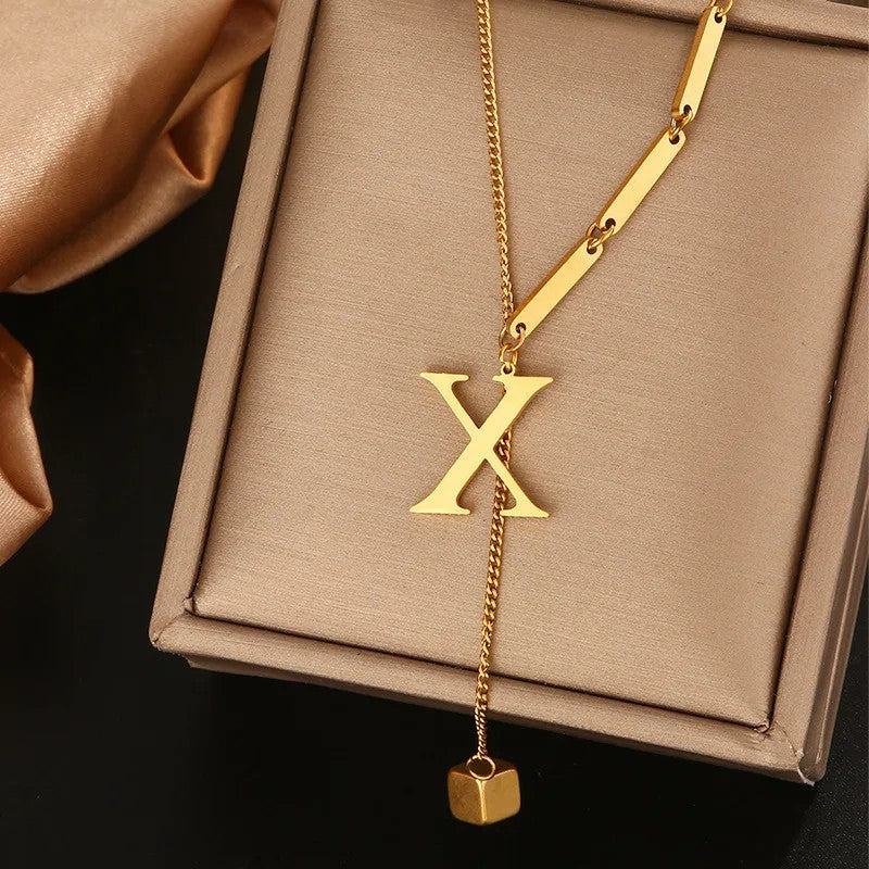 Geometric Initial Letter Necklace