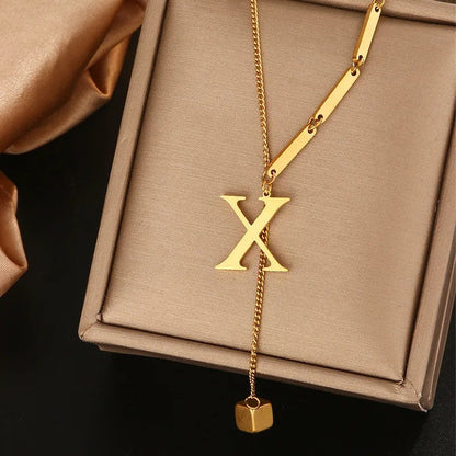 Geometric Initial Letter Necklace