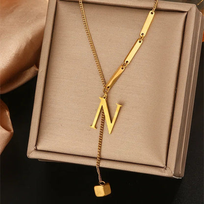 Geometric Initial Letter Necklace