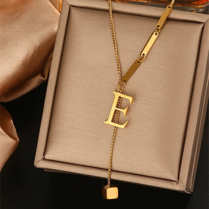 Geometric Initial Letter Necklace