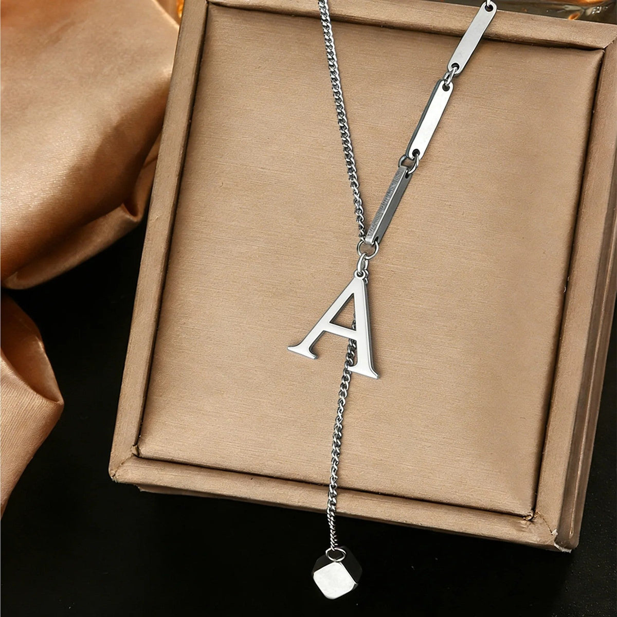 Geometric Initial Letter Necklace