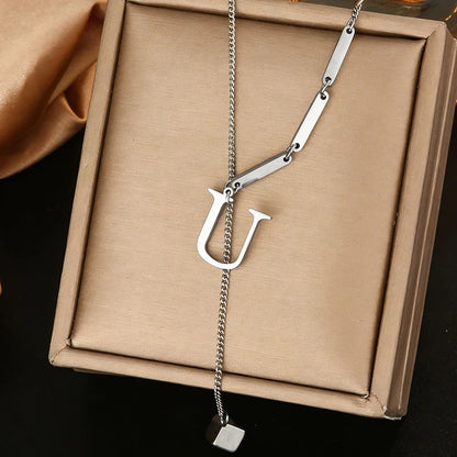 Geometric Initial Letter Necklace