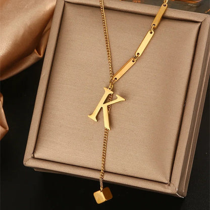 Geometric Initial Letter Necklace