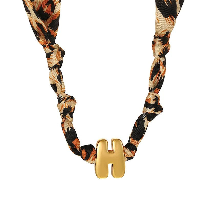 Leopard Initial Choker Necklace