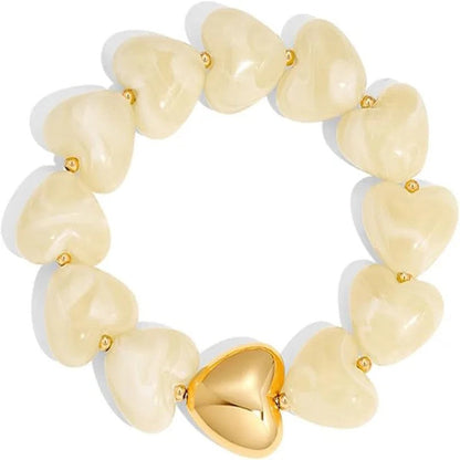 Colorful Acrylic Heart Charm Bracelet