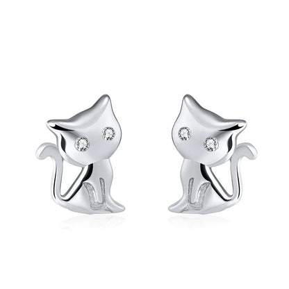 Pave Zircon Cat Stud Earrings