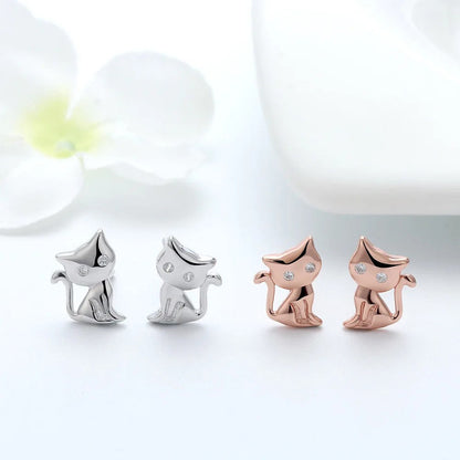 Pave Zircon Cat Stud Earrings