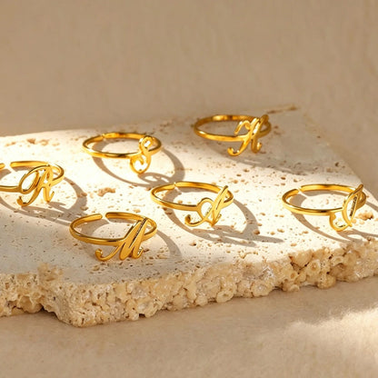 Initial Script Cuff Ring