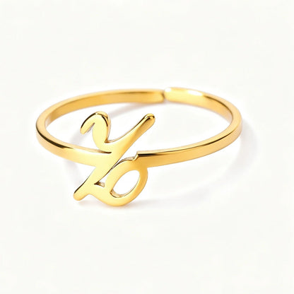 Initial Script Cuff Ring