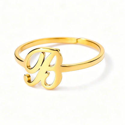 Initial Script Cuff Ring
