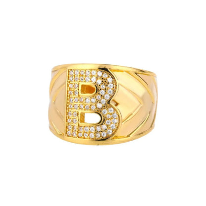 Crystal Initial Band Ring