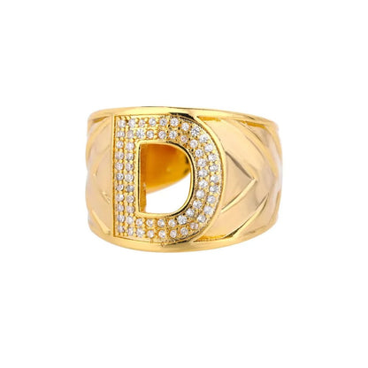 Crystal Initial Band Ring