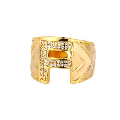 Crystal Initial Band Ring
