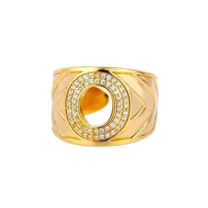 Crystal Initial Band Ring