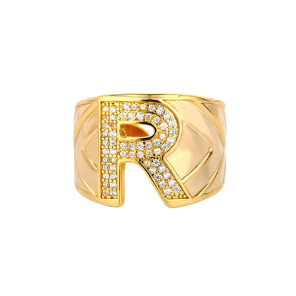 Crystal Initial Band Ring