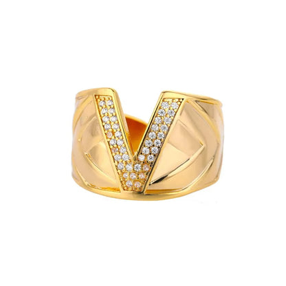 Crystal Initial Band Ring